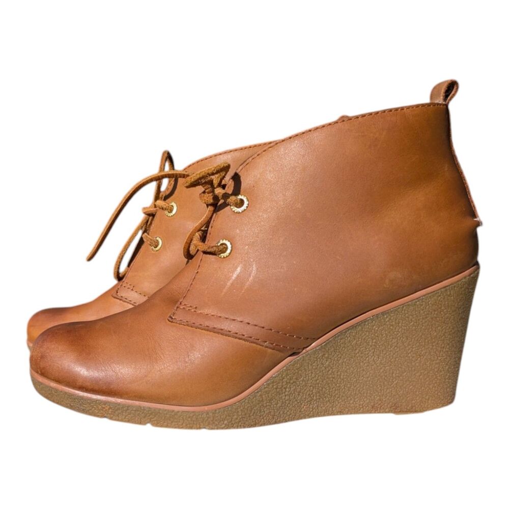 Sperry Top-Sider Harlow  Women's Sz 8 M Burnished Leather Wedge Bootie Shoes